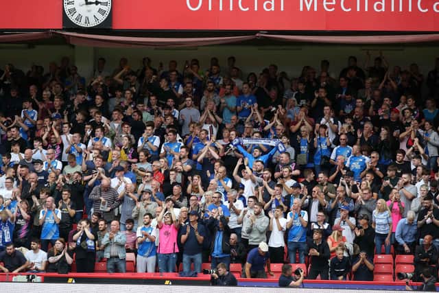 Peterborough United supporters at Sheffield United. Photo: Joe Dent/theposh.com.