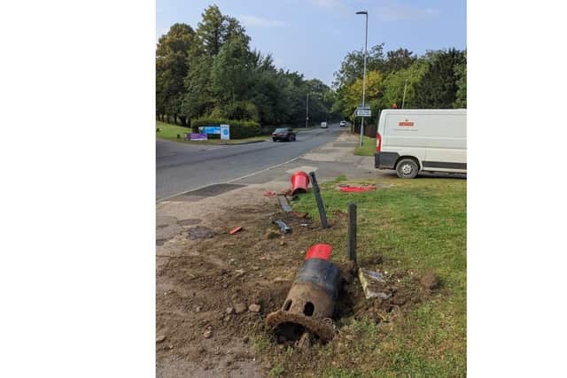 Remains of the postbox on Thorpe Road. Photo: Ken Board.