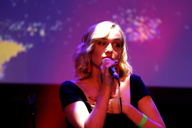 Guest vocalist Ffion Rebecca. Photo by Lawrence Micallef.