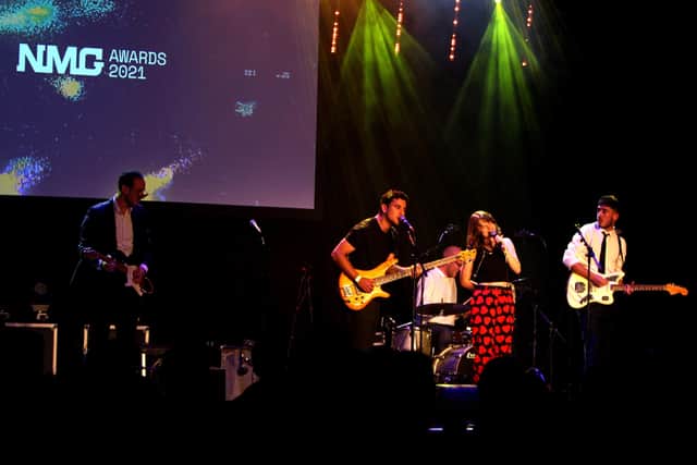 Sages of the Subway perform on stage at the NMG Awards. Photo by Lawrence Micallef.