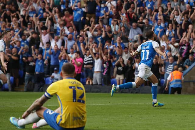 Jorge Grant celebrates his first Posh goal in the game against Birmingham. Photo: Joe Dent/theposh.com.