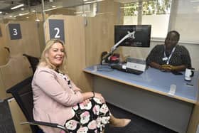 Opening of the new Job Centre at Northminster House, Peterborough by Employment Minister Mims Davis pictured with work coach Olutola in June. EMN-210616-160109009