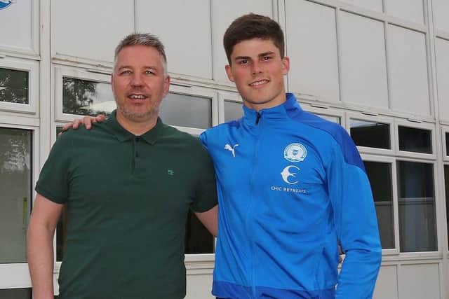 Posh boss Darren Ferguson with teenage star Ronnie Edwards