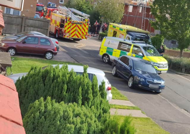Emergency services on the scene at Keats Way. Photo: Martin Webster.