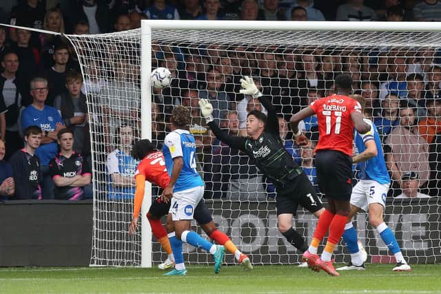 Christy Pym concedes the first Posh goal of the season at Luton. Photo: Joe Dent/theposh.com.
