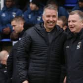 Peterborough United Manager Darren Ferguson and Coventry City manager Mark Robins before the match in 2019. Photo: Joe Dent/JMP.