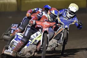 Chris Harris on his way to a race victory in the win over Kings Lynn