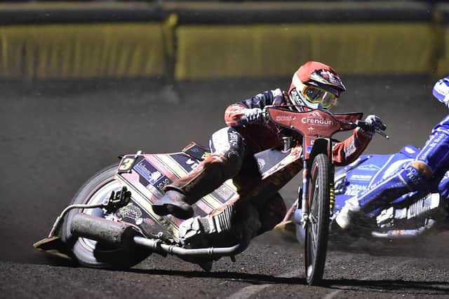 Panthers' Michael Palm Toft crashed out of the play-off clash at Wolverhampton in heat three