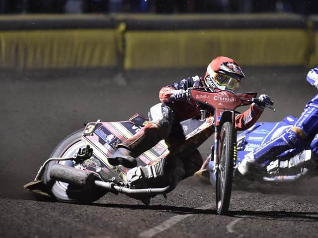 Panthers' Michael Palm Toft crashed out of the play-off clash at Wolverhampton in heat three