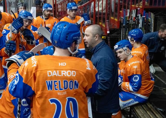 Phantoms coach Slava Koulikov issuing instructions to his players.
