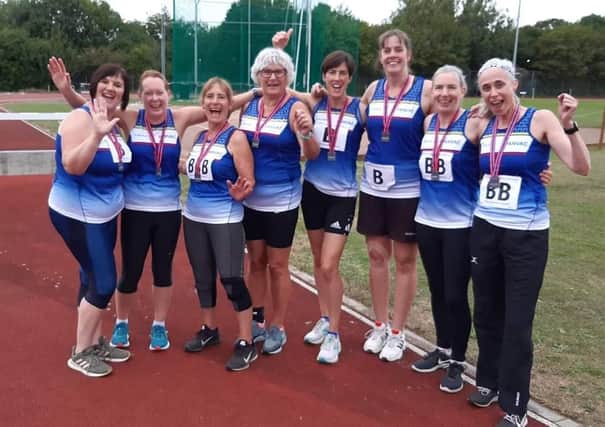 The gr-eight Peterborough & Nene Valley Eastern Masters team, Sally Pusey, Nicky Morgan, Brenda Church, Kay Gibson, Claire Smith, Andrea Jenkins, Judith Jagger, Alison Dunphy. Missing - Gemma Skells.