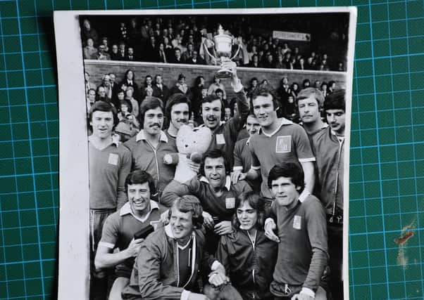 Freddie Hill (bottom right) with the Posh 1973-74 Fourth Division title-winning side.