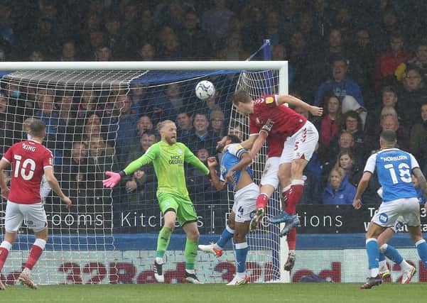 Posh defender Nathan Thompson's own goal  against Bristol City. Photo: Joe Dent/theposh.com.