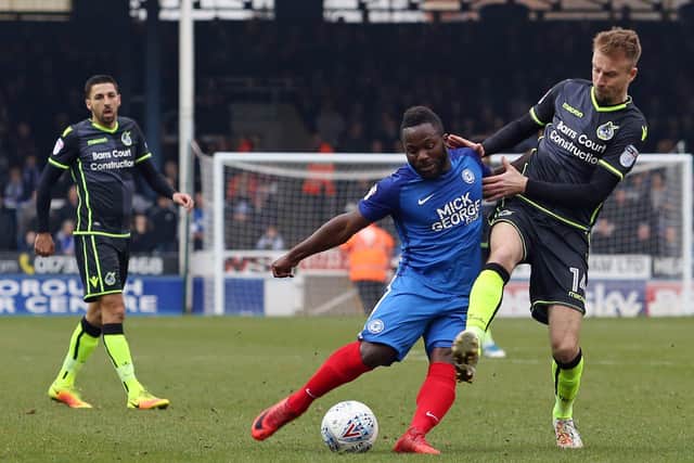 Junior Morias in action for Posh.