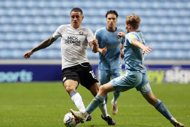 Action from last month's clash between Posh and Coventry City at the Rocoh Arena. Photo: Joe Dent/theposh.com.