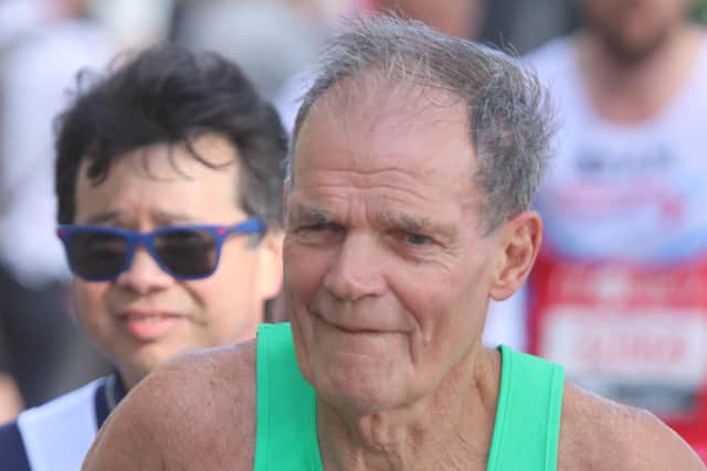 Terry Fone, the 77 year-old Eye Community Runner, has already qualified for next year's London Marathon, after a fine run in the 2021 race. Photo: Tim Chapman,