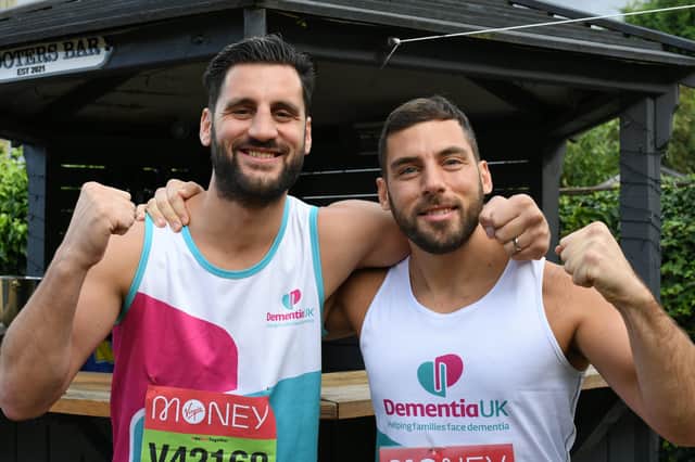Former professional boxer Marcello Renda from Newborough with his cousin Luke Sarro who ran 26.2 miles virtual London Marathon at the weekend EMN-210510-173126009