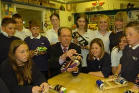 John Catton, former head teacher at Walton school  pictured with students in DT class.