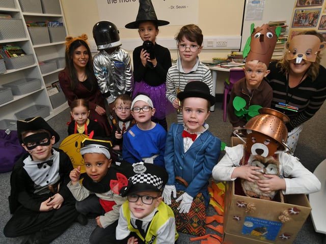 Pupils from Oakdale Primary School taking part in World Book Day