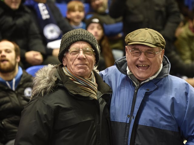 Peterborough United fans watch the 0-0 draw with Charlton Athletic.