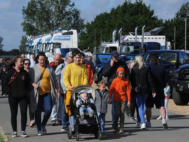 People of all ages and generations enjoying Truckfest 2020 at the East of England Arena.