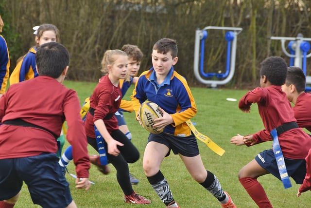 Castor v Fulbridge Academy during a tag rugby inter schools tournament at Heritage Park Primary School.