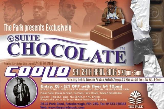 The club's flyer for the memorable night back in 2006, which played host to Coolio.