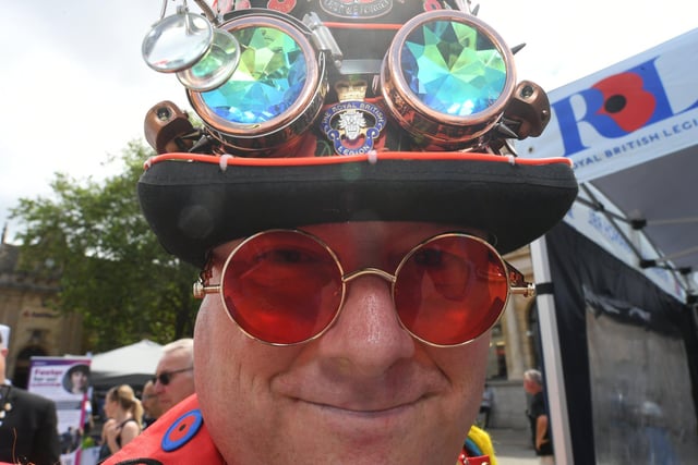 Steam punk Neil Hatch from the Peterborough Royal British Legion enjoys the Armed Forces Day celebrations in Cathedral Square, Peterborough