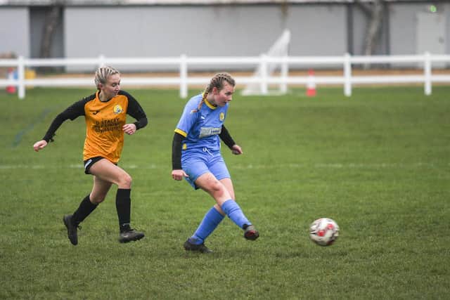 Olivia Cloutman in action for Peterborough Sports against March. Photo: Tim Symonds.
