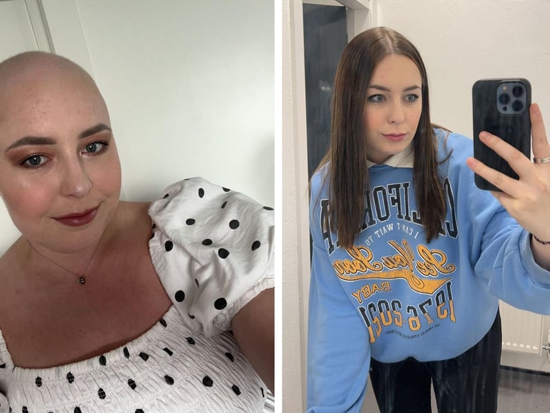 Georgia pictured before and after her chemo treatment.