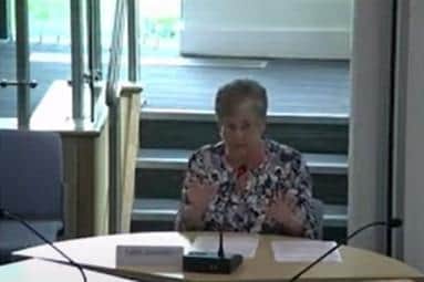 Jean Jackson tells the CPCA's board about a mum forced to walk along the A1 with a pram