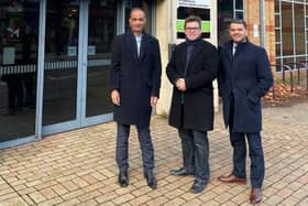 Cllr Mohammed Farooq and cllr Amjad Iqbal on a city centre walkabout with Dr Nik Johnson.