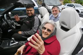 Charlotte Hills pictured being chauffeur driven by Umesh Narshi from Junction 17, with her son Stephen Hills in the back seat (image: David Lowndes/NationalWorld).