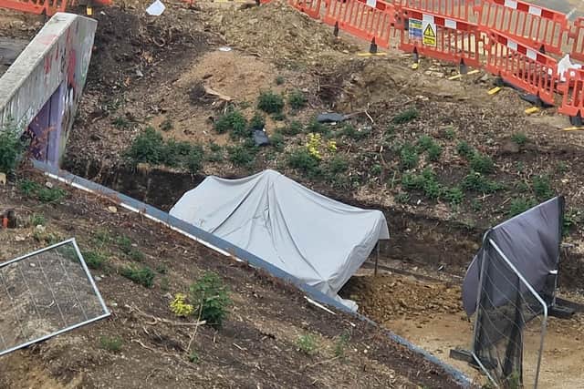 The tent at Queensgate Roundabout