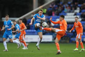 Archie Collins in action for Posh against Blackpool. Photo Joe Dent/theposh.com.