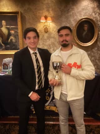 Mohamed Danyaal (right) with Peterborough Town skipper David Clarke.