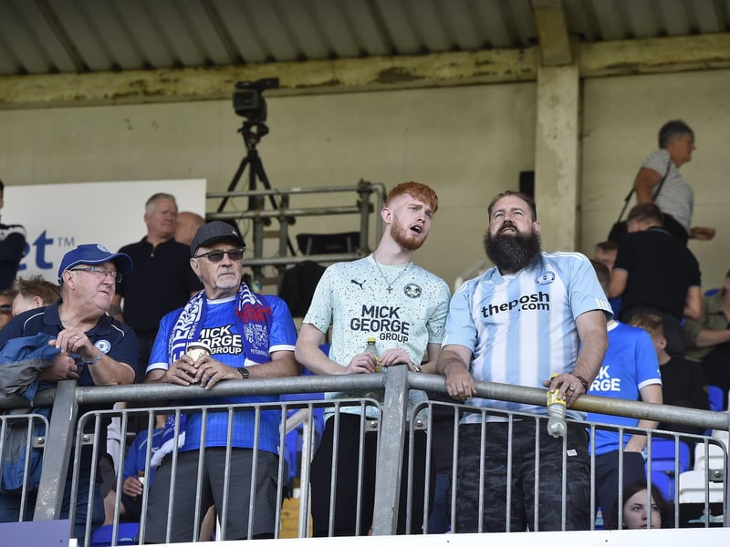 Peterborough United fans watch the draw with Leyton Orient.