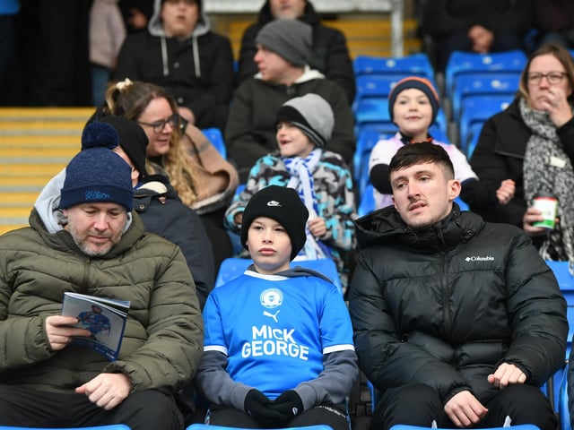 Peterborough United fans take in the win over Shrewsbury Town.