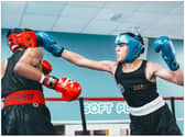 Jacob Hussain (blue headguard) in action in North Devon.