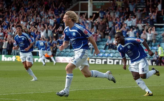 Three great Posh entertainers, from left, George Boyd, Craig Mackail-Smith and Aaron Mclean.