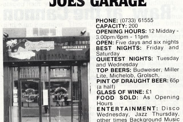 Joe's Garage, an American-themed diner, offered punters a half-pint for less than 70p in the late '80s.