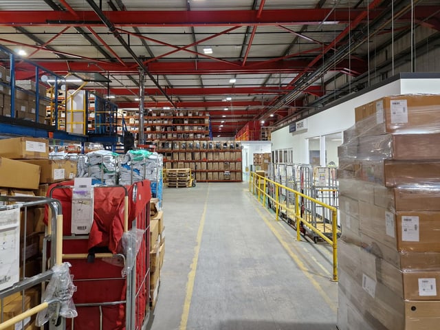 The interior of one of a growing number of warehouses operated by Yours Clothing in Orton Southgate, in Peterborough