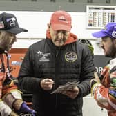 Panthers team manager Rob Lyon (centre) with former Panthers stars Scott Nicholls (left) and Chris Harris (right). Photo: Ian Charles | MI News.