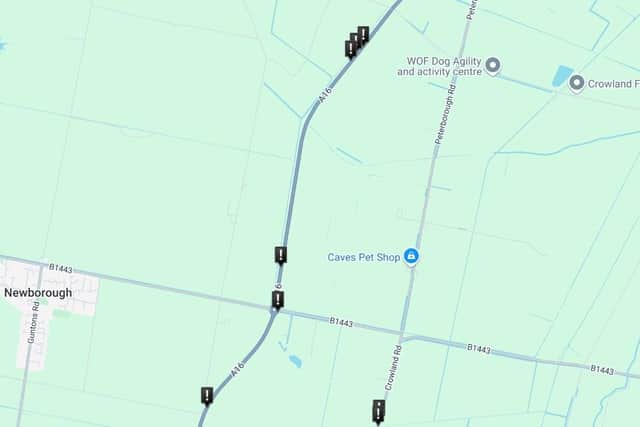 The black markers indicate the locations of the fatal collisions via Crashmap.co.uk