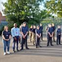 272 Wisbech Squadron Air Training Corp cadets are presented with new litter pickers.