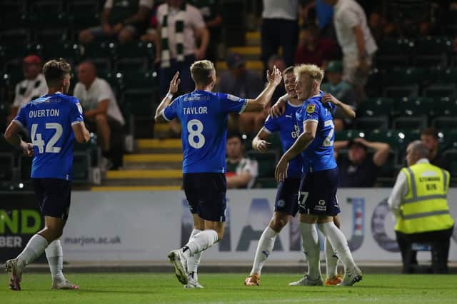 Joe Taylor scored his first senior goal as Peterborough United progressed to the EFL Cup second round with victory over Plymouth. Photo: Joe Dent.