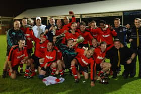 Ortonians celebrate a PFA Senior Cup win at London Road.