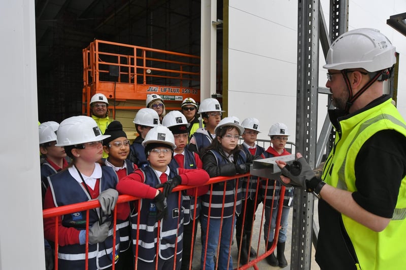 Pupils from Old Fletton Primary School visit the Crown Bevcan manufacturing centre at Woodston, Peterborough.