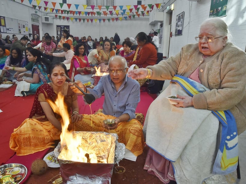 The Bharat Hindu Samaj temple smoke cleansing celebration at Rock Road