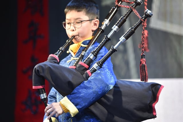Playing the bagpipes Ethan Chan